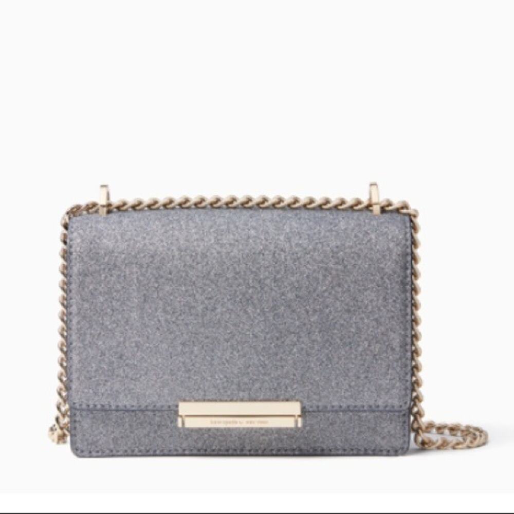 Kate Spade New York Burgess Court Grey Sparkle Chain Shoulder Crossbody Bag